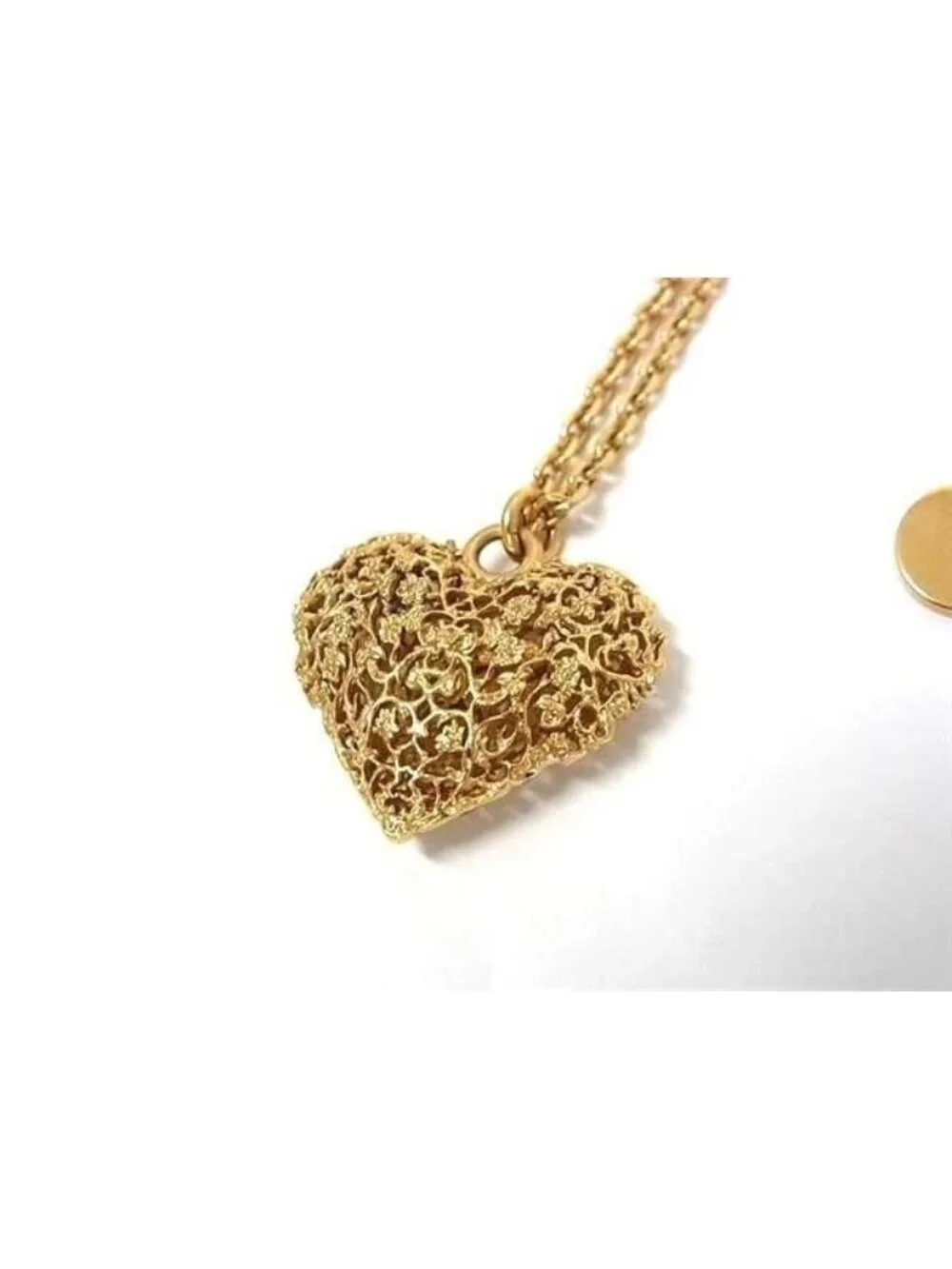 Dior Necklace Heart Motif Gold Metal